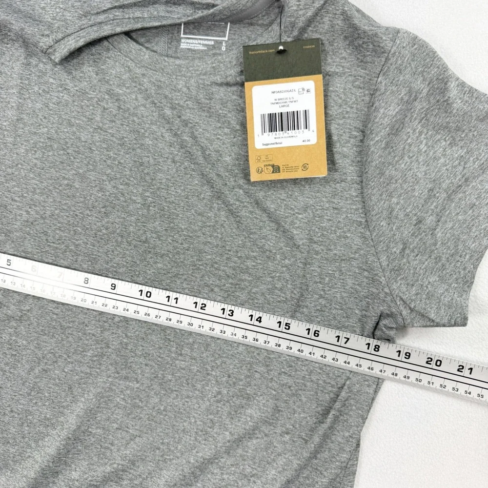 The North Face Womens Breeze Flashdry Shirt Size L Grey Heather Short Sleeve NEW - Picture 5 of 9